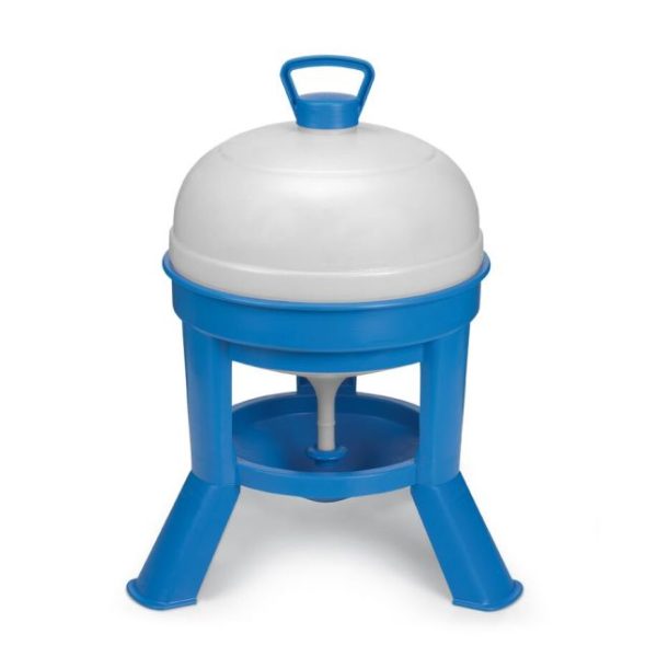 Abreuvoir poule en plastique à siphon avec pieds 20L bleu et blanc
